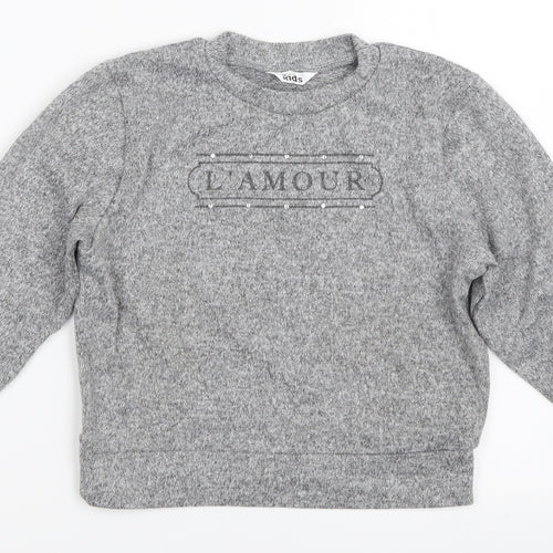 M&Co Girls Grey   Pullover Jumper Size 6-7 Years