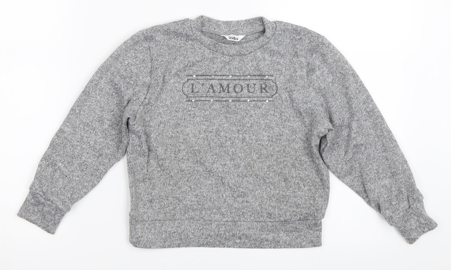 M&Co Girls Grey   Pullover Jumper Size 6-7 Years