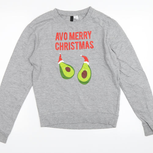 H&M Womens Grey   Pullover Sweatshirt Size XS  - christmas
