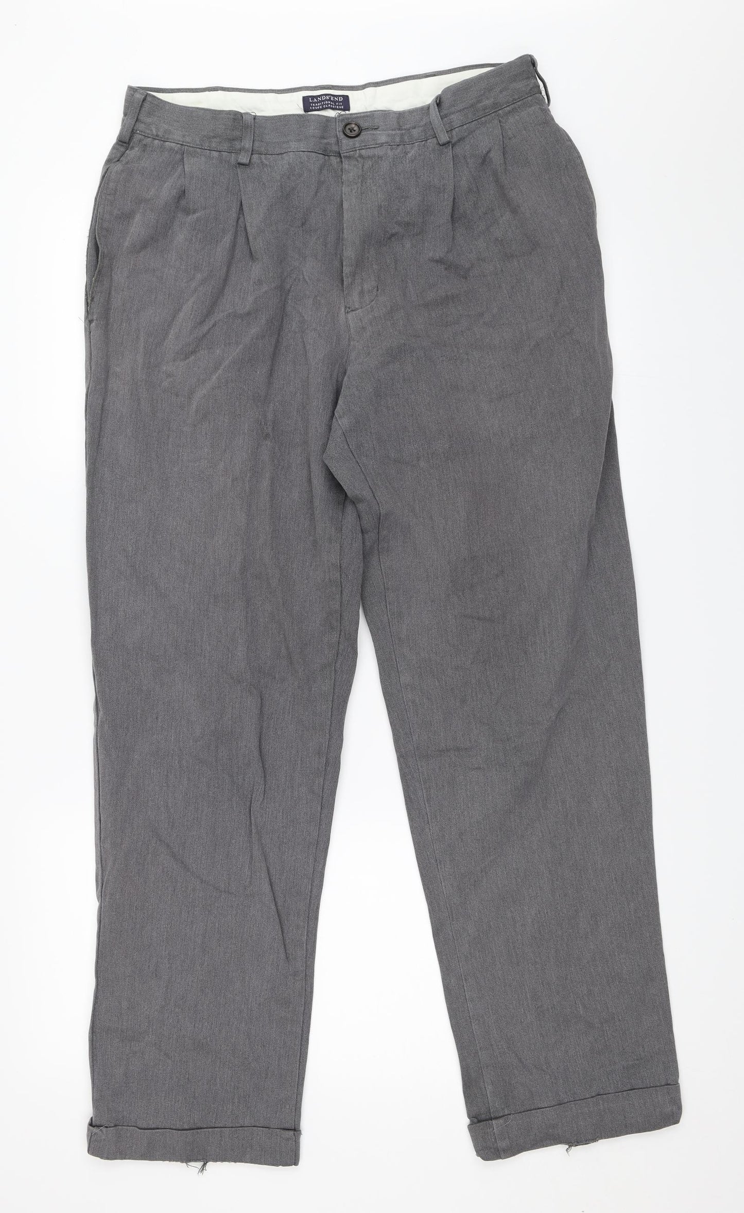 Lands' End Mens Grey   Trousers  Size 32 in L30 in