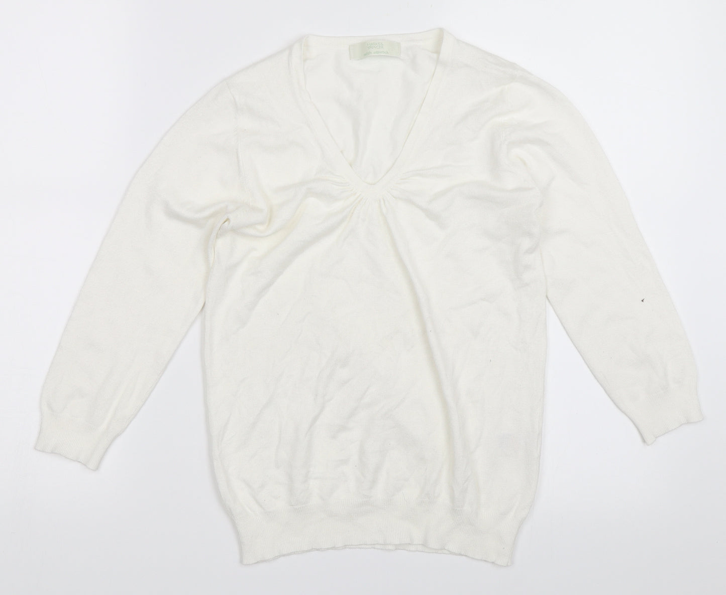 Marks and Spencer Womens White   Pullover Jumper Size 8