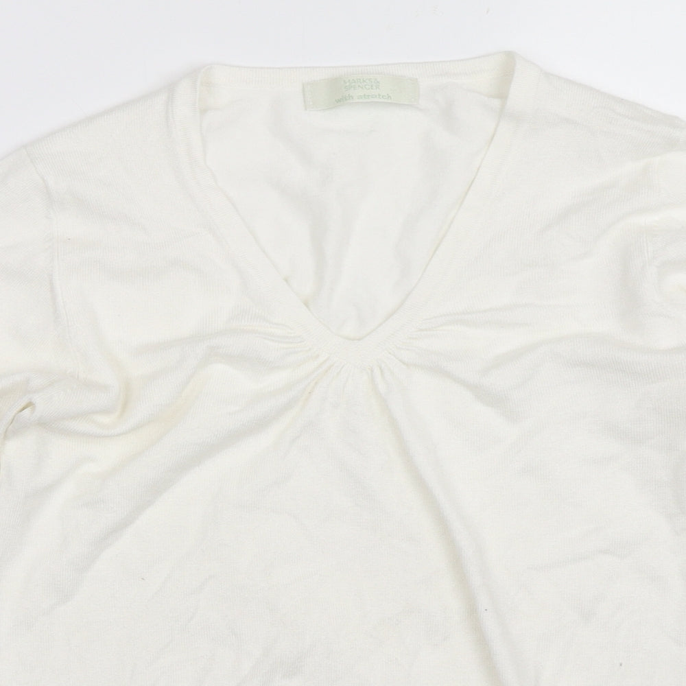Marks and Spencer Womens White   Pullover Jumper Size 8