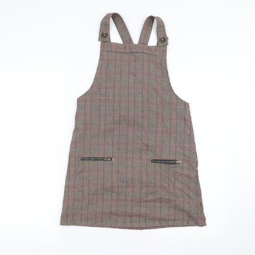 NEXT Girls Brown Houndstooth  Pinafore/Dungaree Dress  Size 11 Years