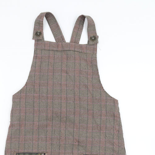 NEXT Girls Brown Houndstooth  Pinafore/Dungaree Dress  Size 11 Years