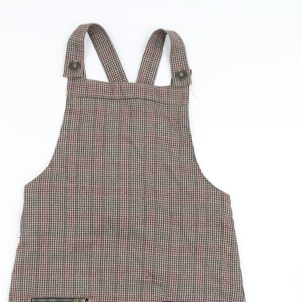 NEXT Girls Brown Houndstooth  Pinafore/Dungaree Dress  Size 11 Years