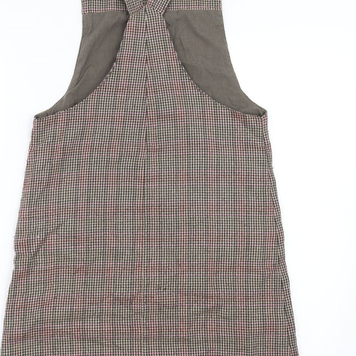 NEXT Girls Brown Houndstooth  Pinafore/Dungaree Dress  Size 11 Years