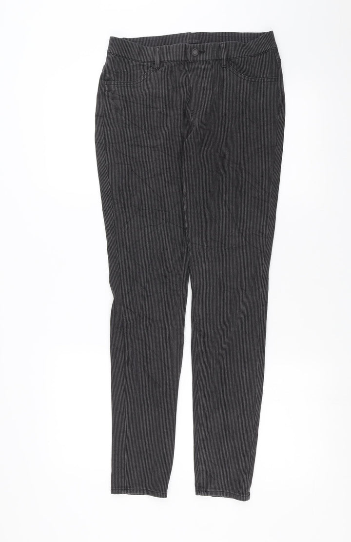 Uniqlo Womens Black Striped Trousers Size 28 in L29 in