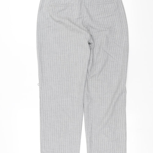 Marks and Spencer Womens Grey Striped  Trousers  Size 8 L27 in