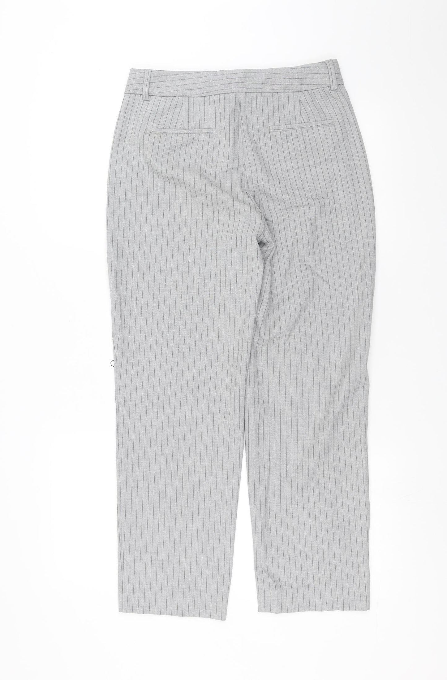 Marks and Spencer Womens Grey Striped  Trousers  Size 8 L27 in