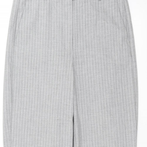 Marks and Spencer Womens Grey Striped  Trousers  Size 8 L27 in