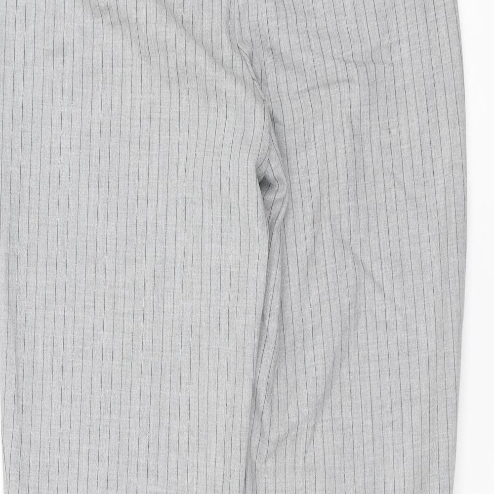 Marks and Spencer Womens Grey Striped  Trousers  Size 8 L27 in