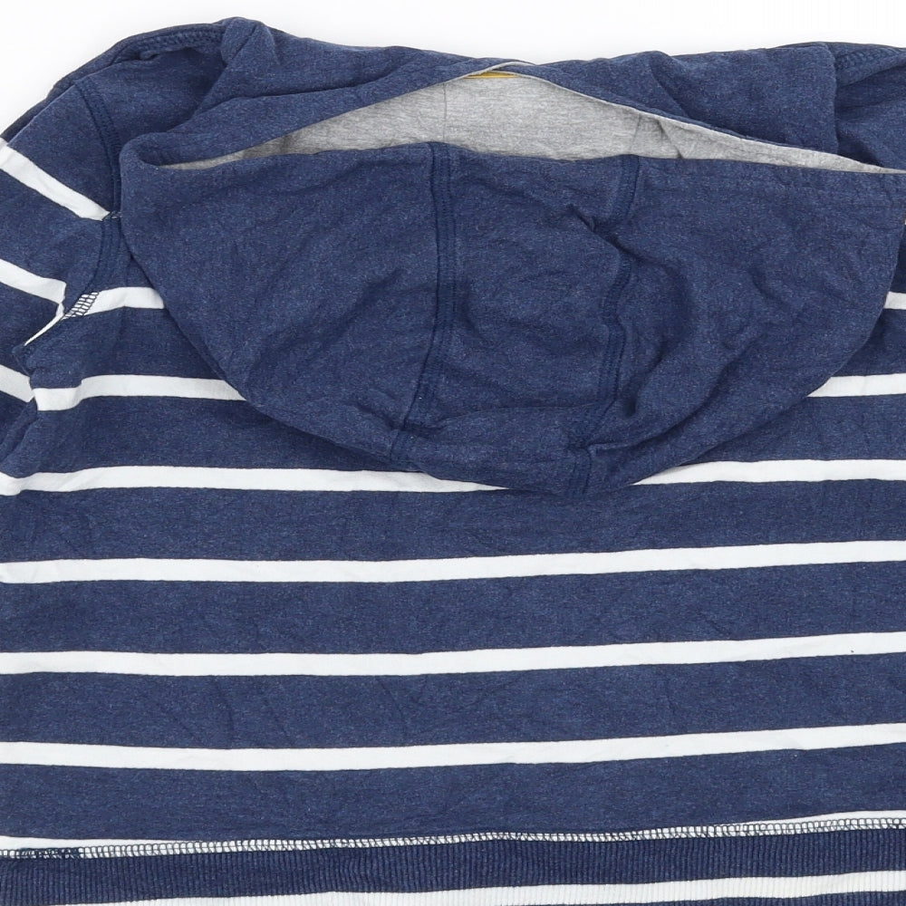 John Lewis Boys Blue Striped  Pullover Hoodie Size 8 Years