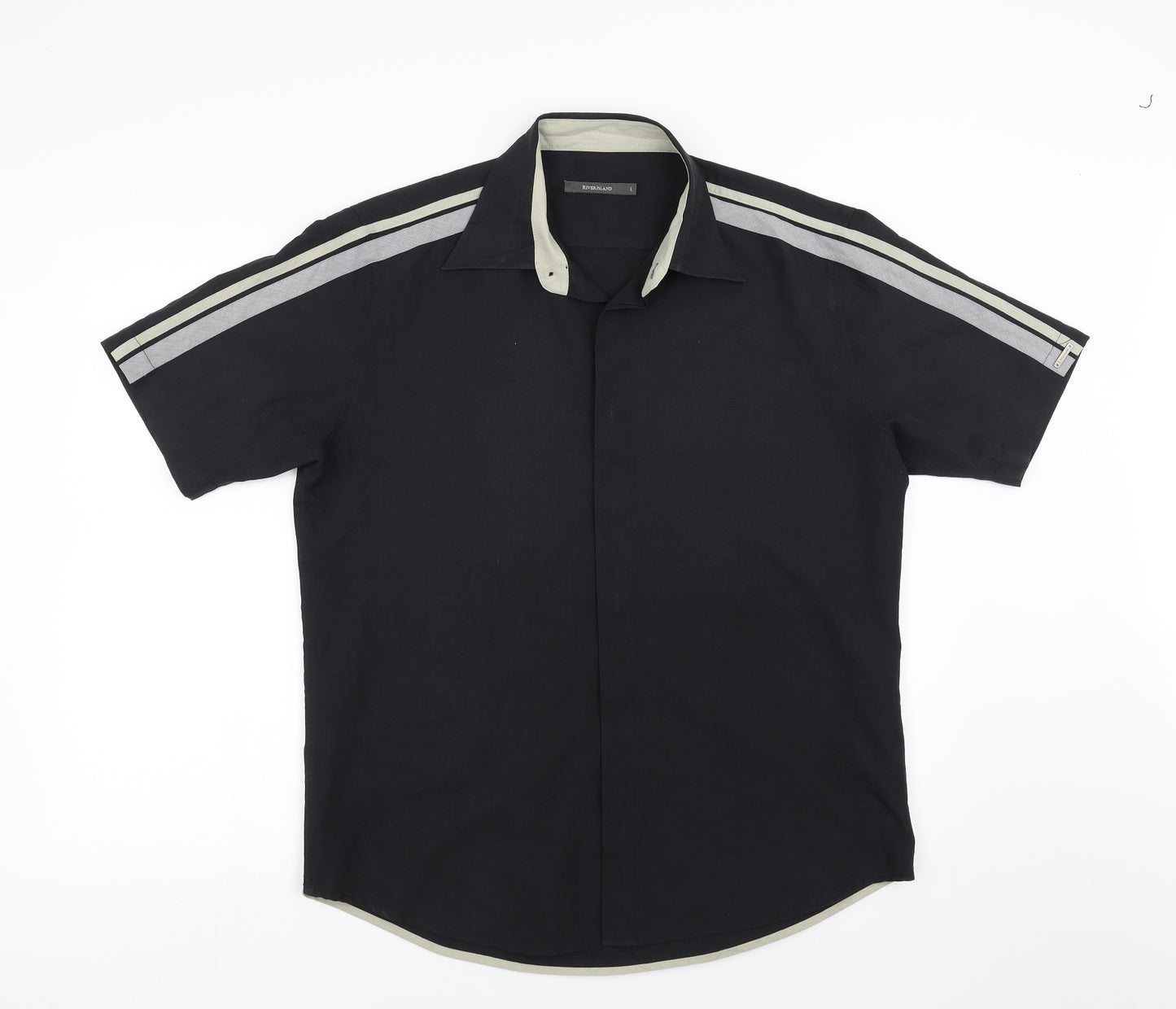 River Island Mens Black    Button-Up Size L