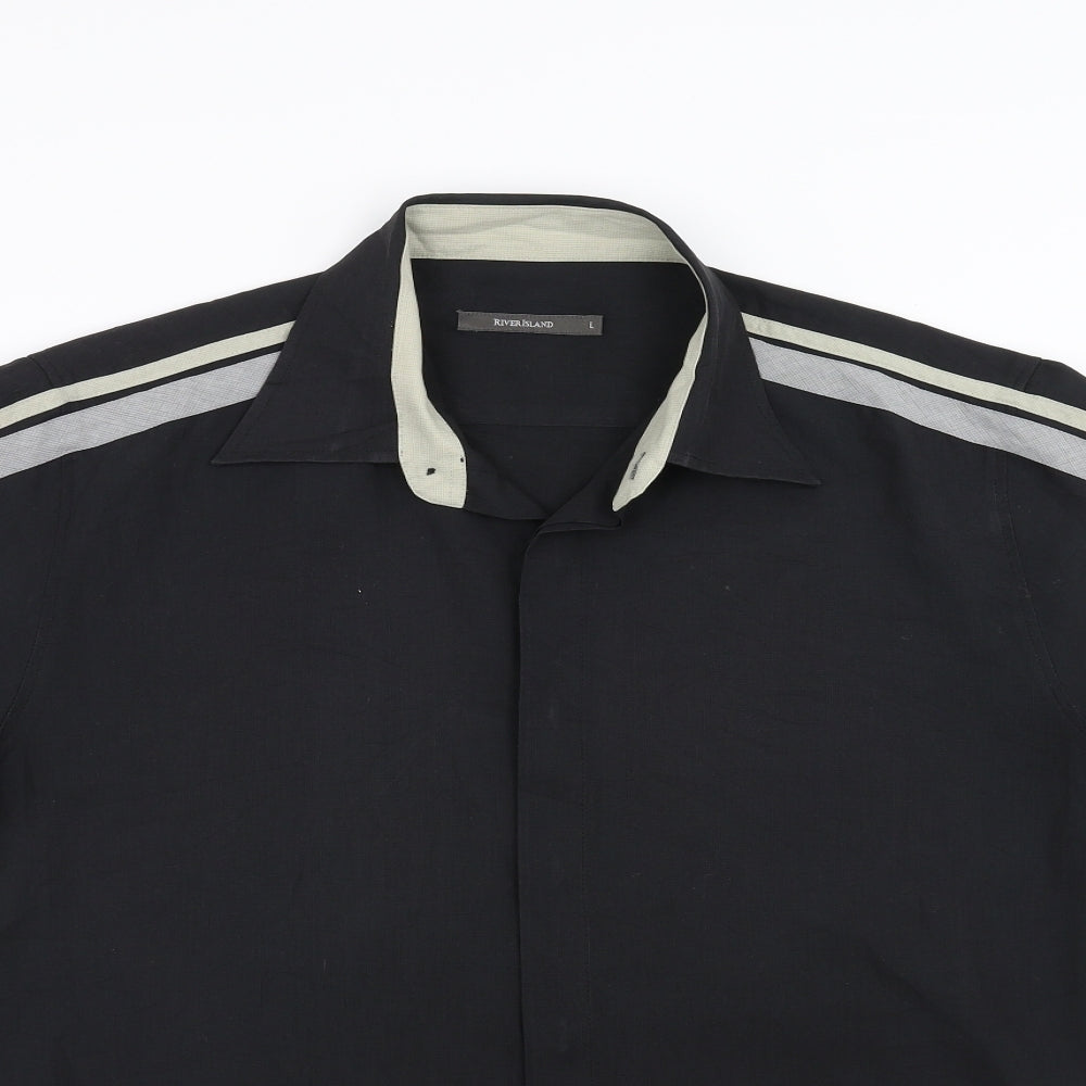 River Island Mens Black    Button-Up Size L