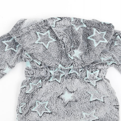 Matalan Baby Grey Geometric Fleece  Robe Size 9-12 Months  - Star pattern