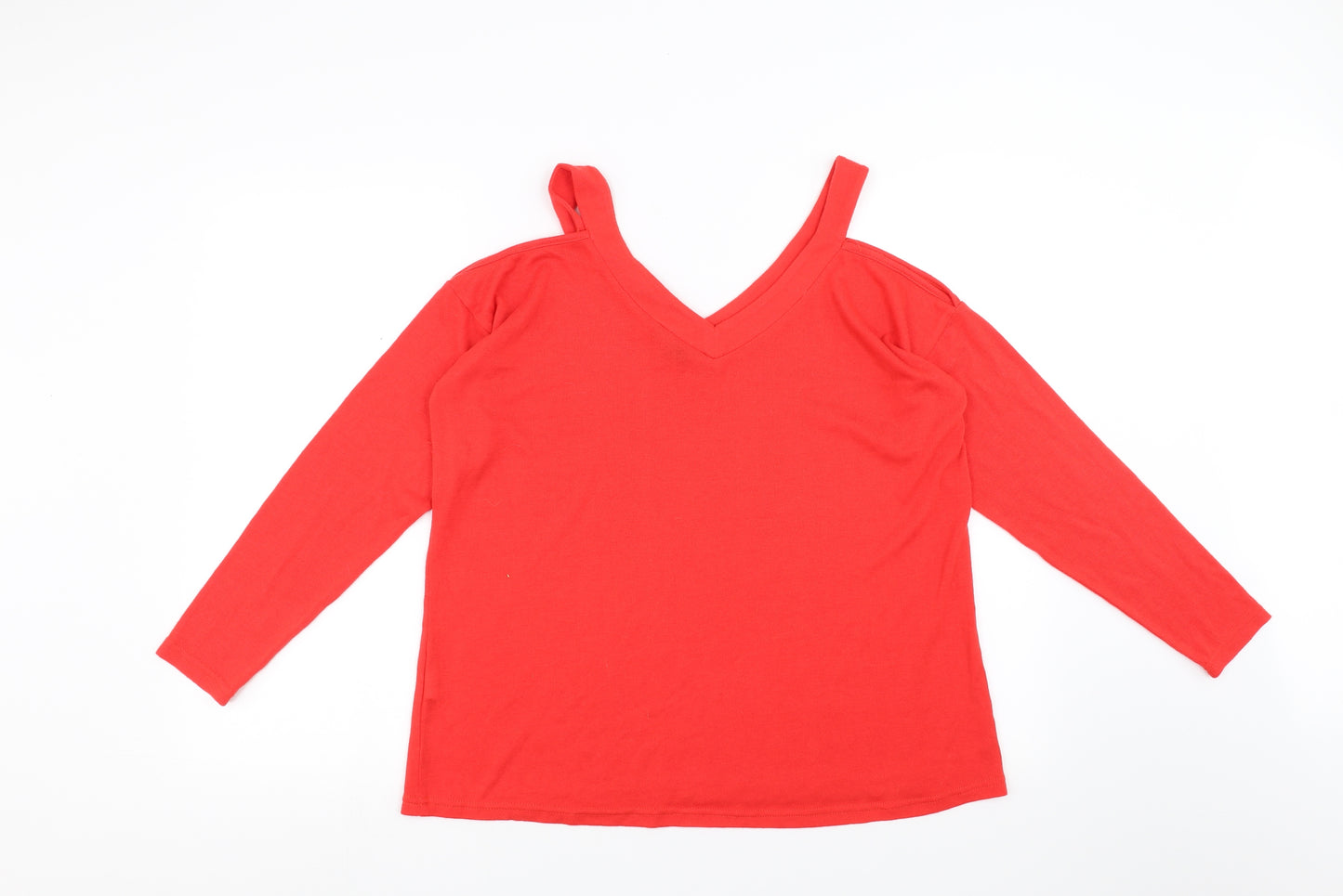 Primark Womens Red   Pullover Jumper Size 10  - cold Shoulder