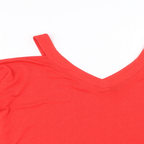Primark Womens Red   Pullover Jumper Size 10  - cold Shoulder