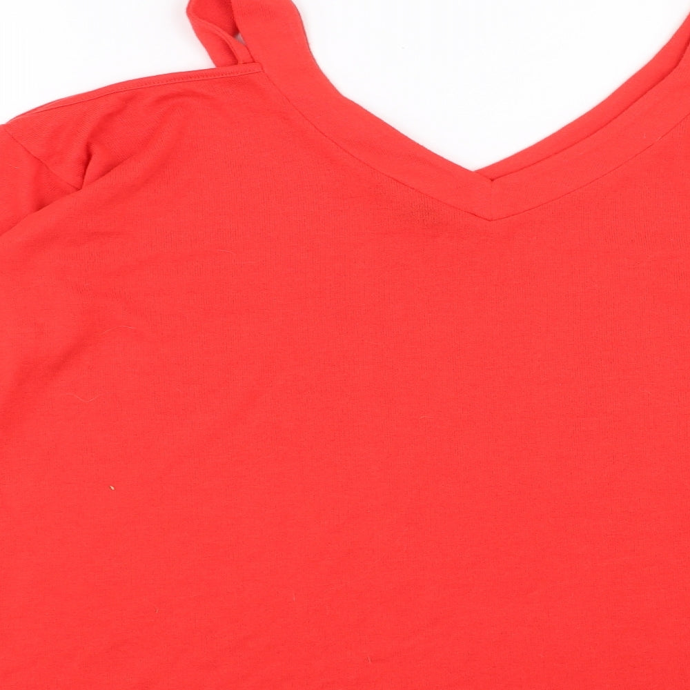 Primark Womens Red   Pullover Jumper Size 10  - cold Shoulder