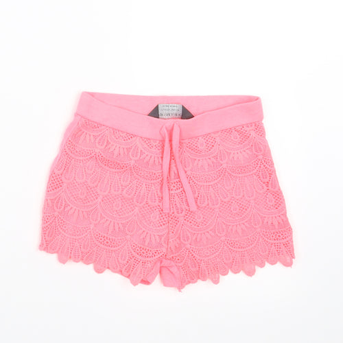 Primark Girls Pink Paisley  Hot Pants Shorts Size 7-8 Years - crochet detail