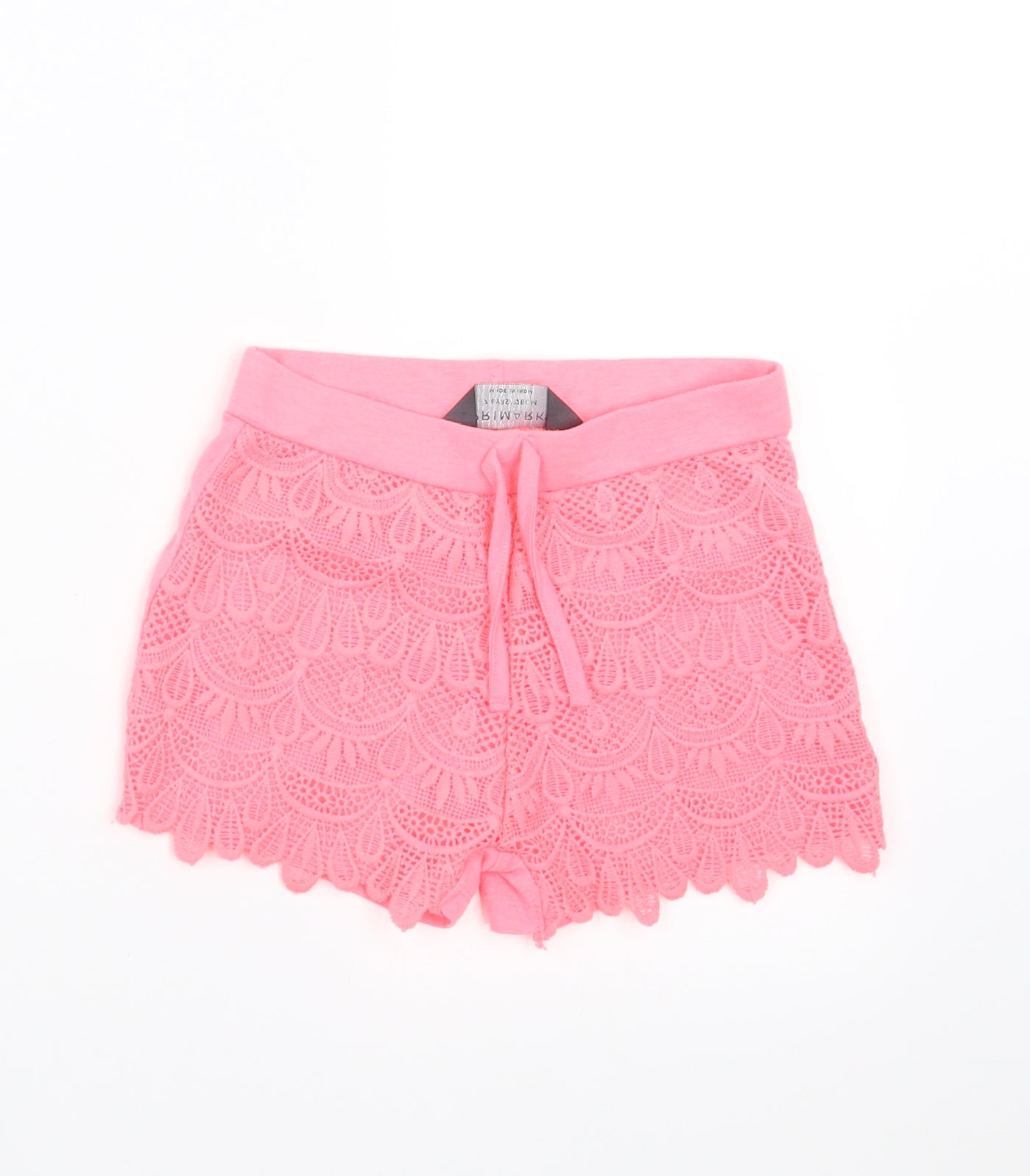 Primark Girls Pink Paisley  Hot Pants Shorts Size 7-8 Years - crochet detail