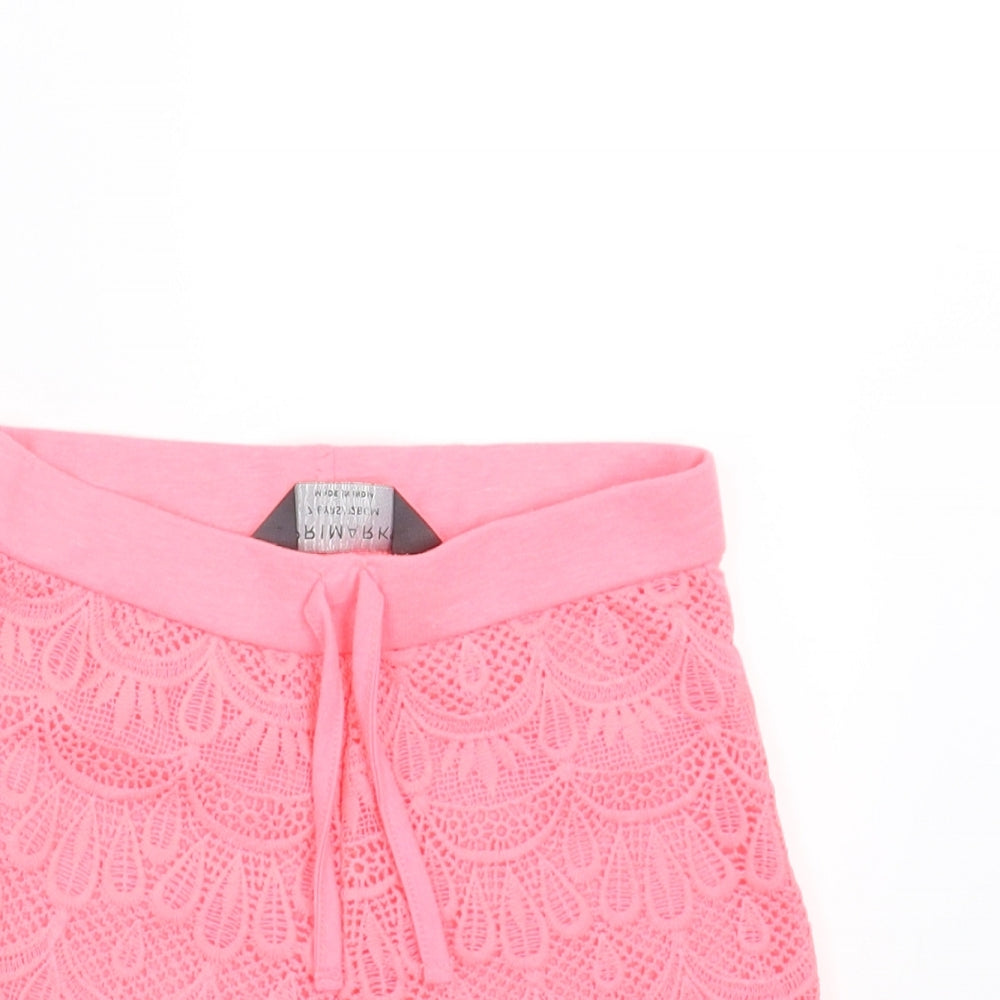 Primark Girls Pink Paisley  Hot Pants Shorts Size 7-8 Years - crochet detail