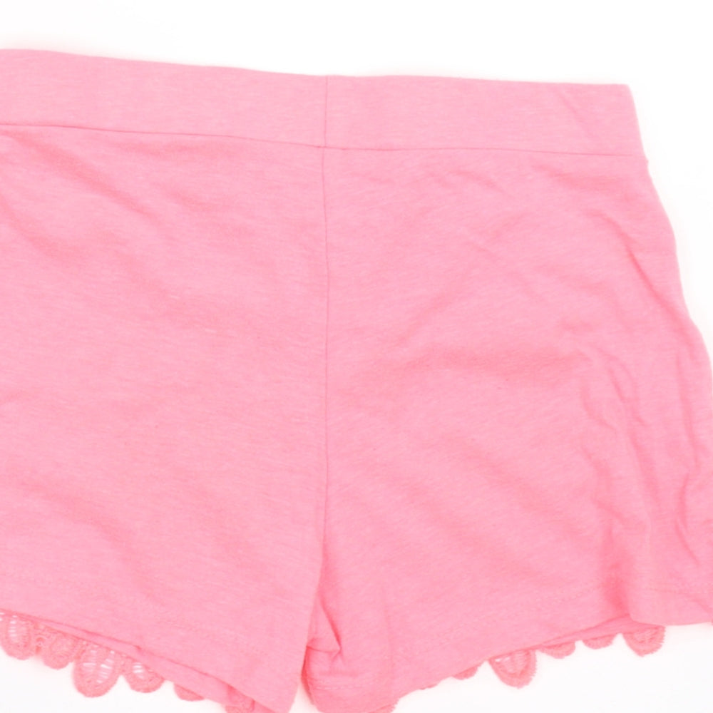 Primark Girls Pink Paisley  Hot Pants Shorts Size 7-8 Years - crochet detail