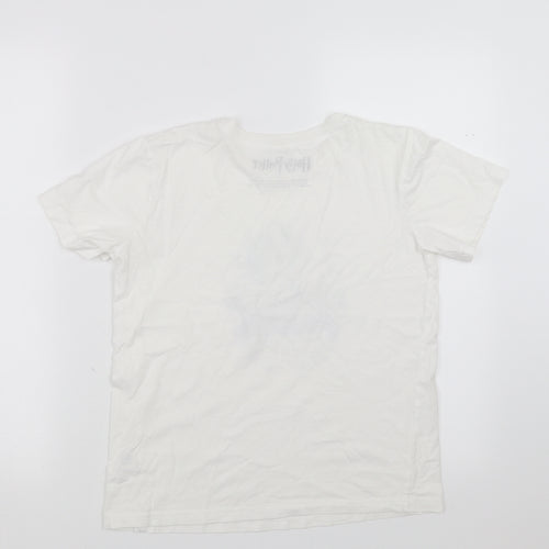 Earth Positive Girls White   Basic T-Shirt Size 11-12 Years  - unicorn