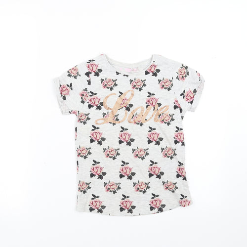 Young Dimension Girls Grey Fair Isle  Basic T-Shirt Size 7-8 Years  - love