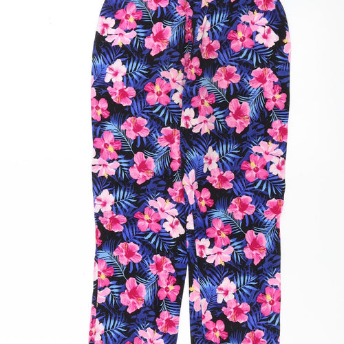 Primark Girls Blue Floral  Jogger Trousers Size 7-8 Years