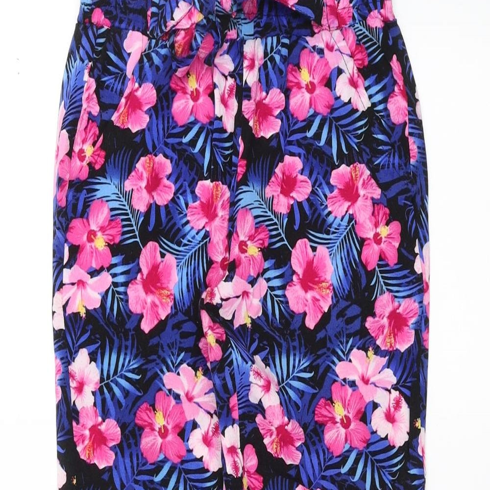 Primark Girls Blue Floral  Jogger Trousers Size 7-8 Years