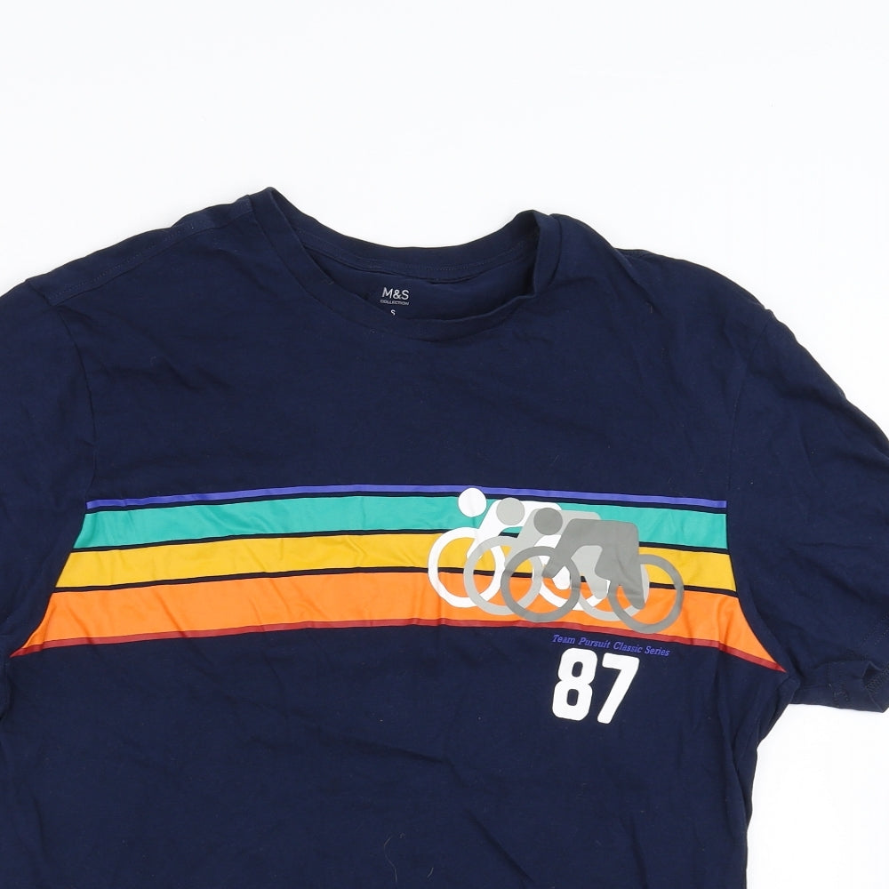 Marks and Spencer Mens Blue    T-Shirt Size S  - cycling
