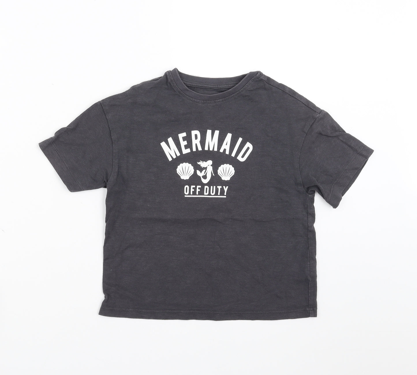 NEXT Girls Grey   Basic T-Shirt Size 6 Years  - mermaid off duty