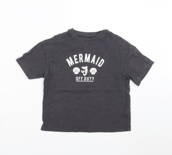 NEXT Girls Grey   Basic T-Shirt Size 6 Years  - mermaid off duty