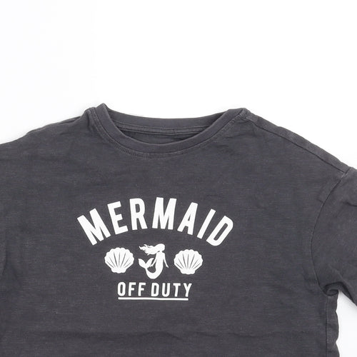 NEXT Girls Grey   Basic T-Shirt Size 6 Years  - mermaid off duty