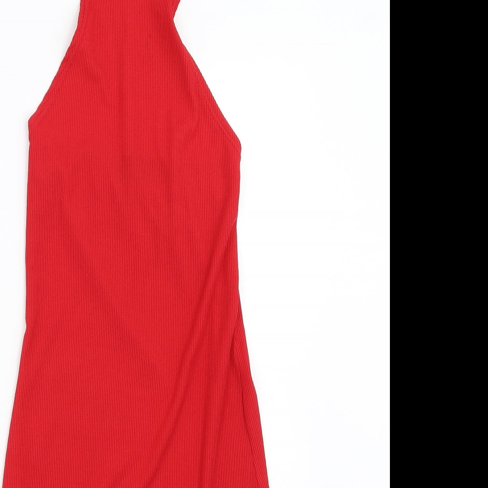 PRETTYLITTLETHING Womens Red   Bodycon  Size 8  - Choker style neck