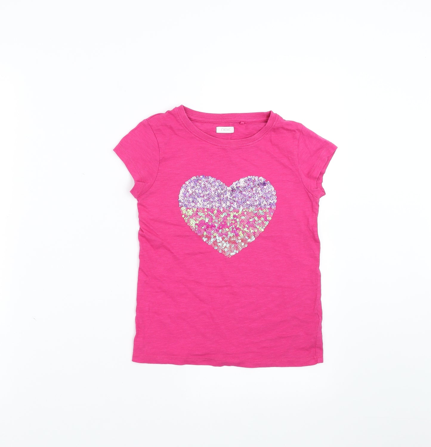 NEXT Girls Pink   Basic T-Shirt Size 6 Years  - heart