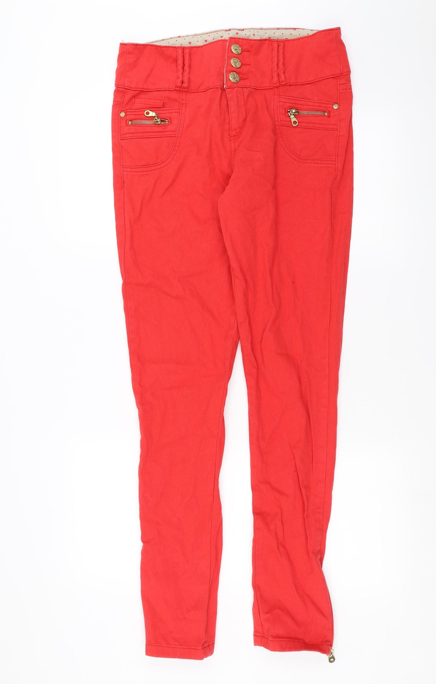 Primark Womens Red  Denim Skinny Jeans Size 12 L32 in