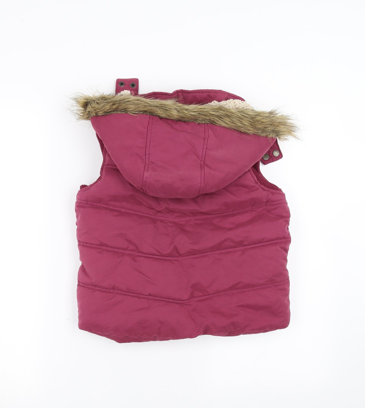 Fat Face Girls Purple   Gilet Jacket Size 8-9 Years  - fur trim  on hood
