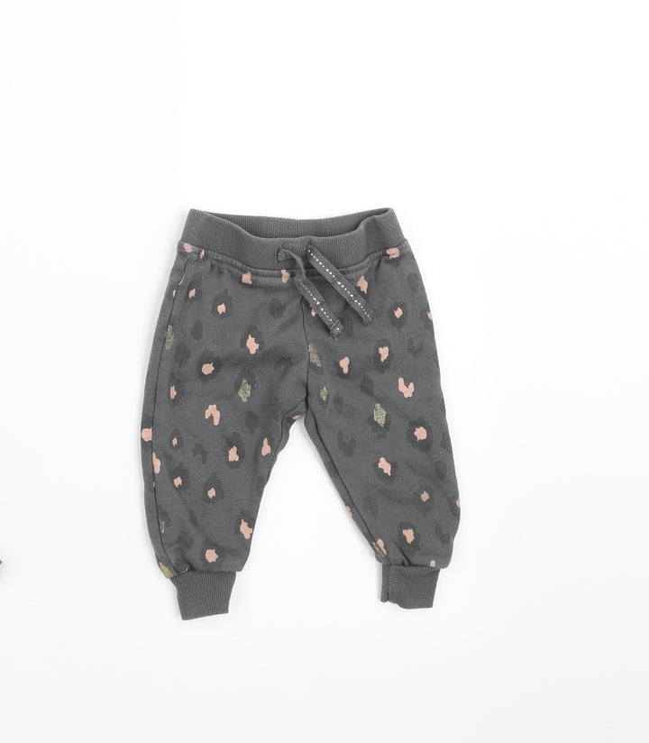 Primark Girls Grey Animal Print Jogger Trousers Size 3-6 Months