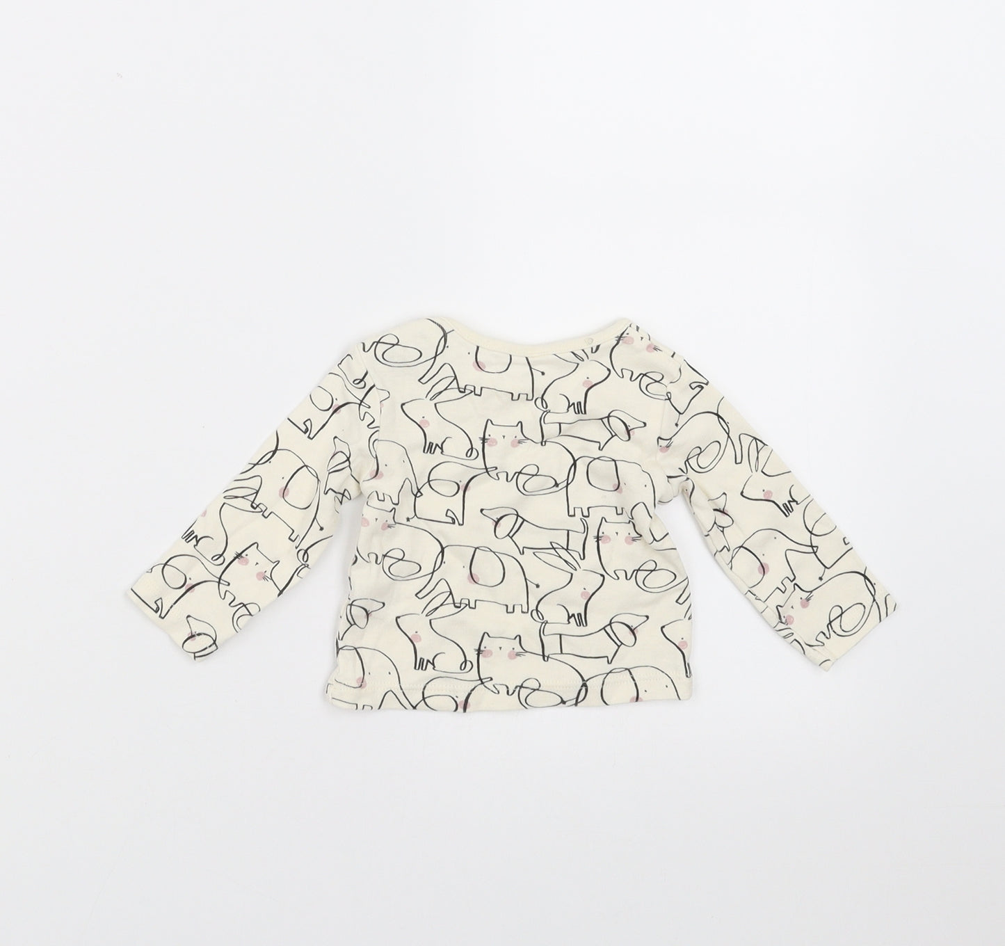 Sainsburys Baby Ivory   Basic T-Shirt Size 0-3 Months  - Elephant Print