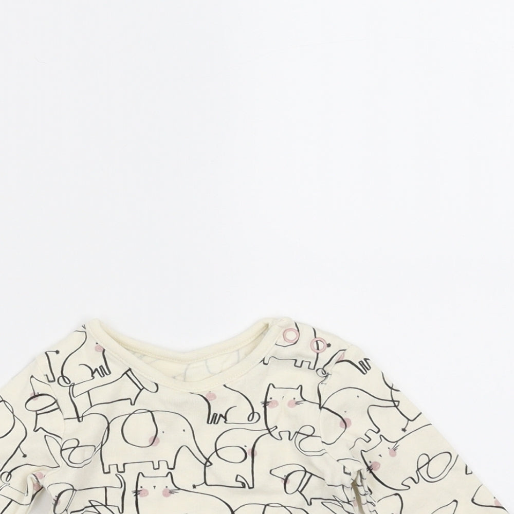 Sainsburys Baby Ivory   Basic T-Shirt Size 0-3 Months  - Elephant Print