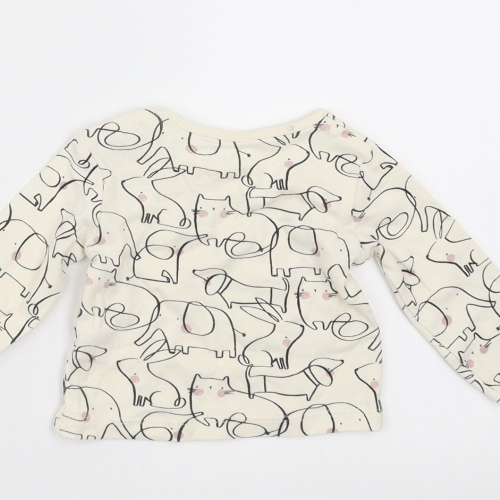 Sainsburys Baby Ivory   Basic T-Shirt Size 0-3 Months  - Elephant Print