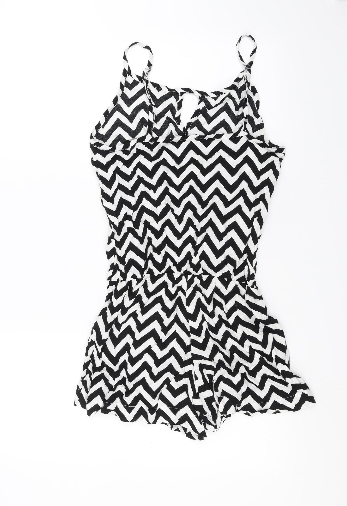 NEXT Womens Black Geometric  Playsuit One-Piece Size 12