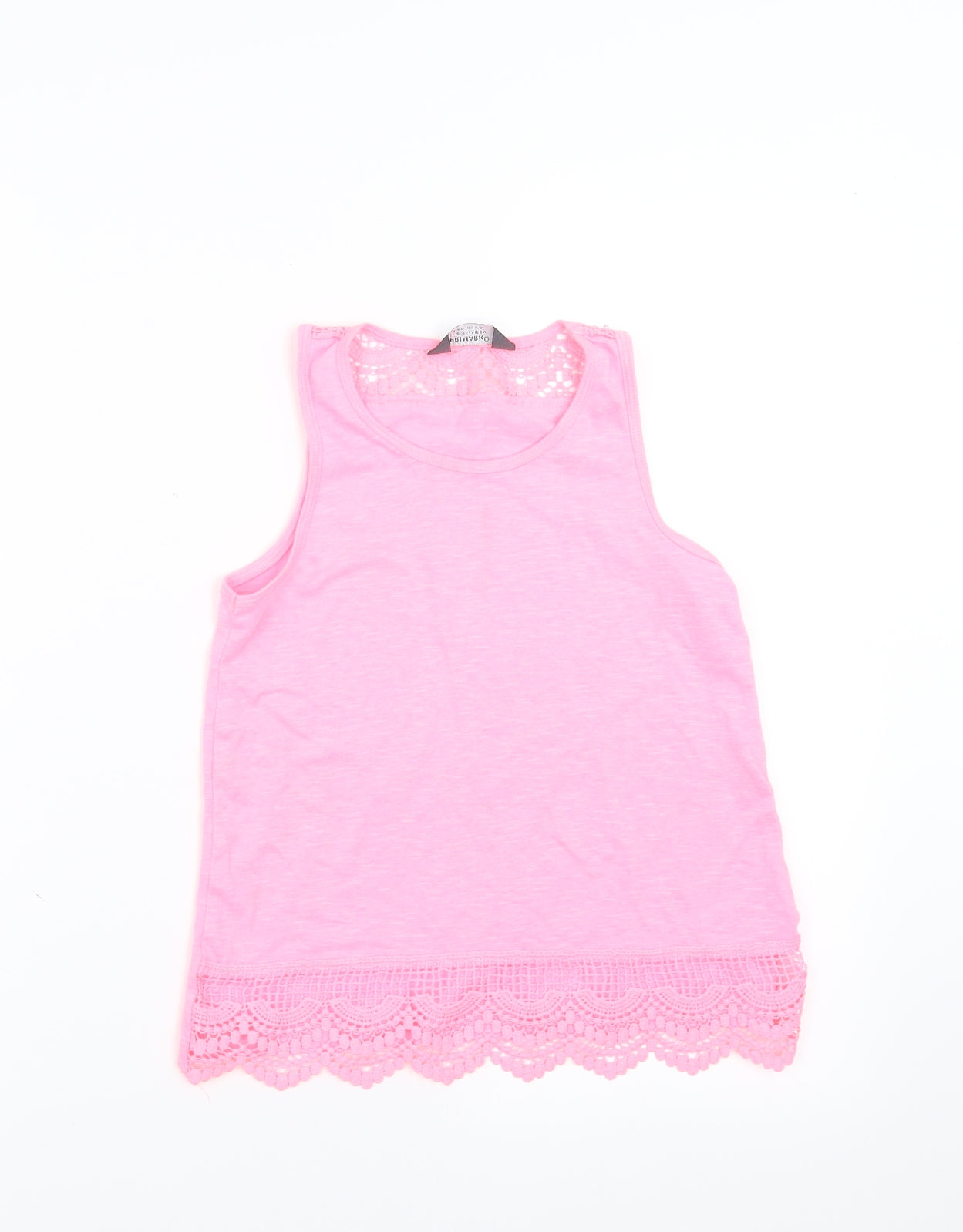 Primark Girls Pink   Basic Tank Size 9-10 Years  - lace hem