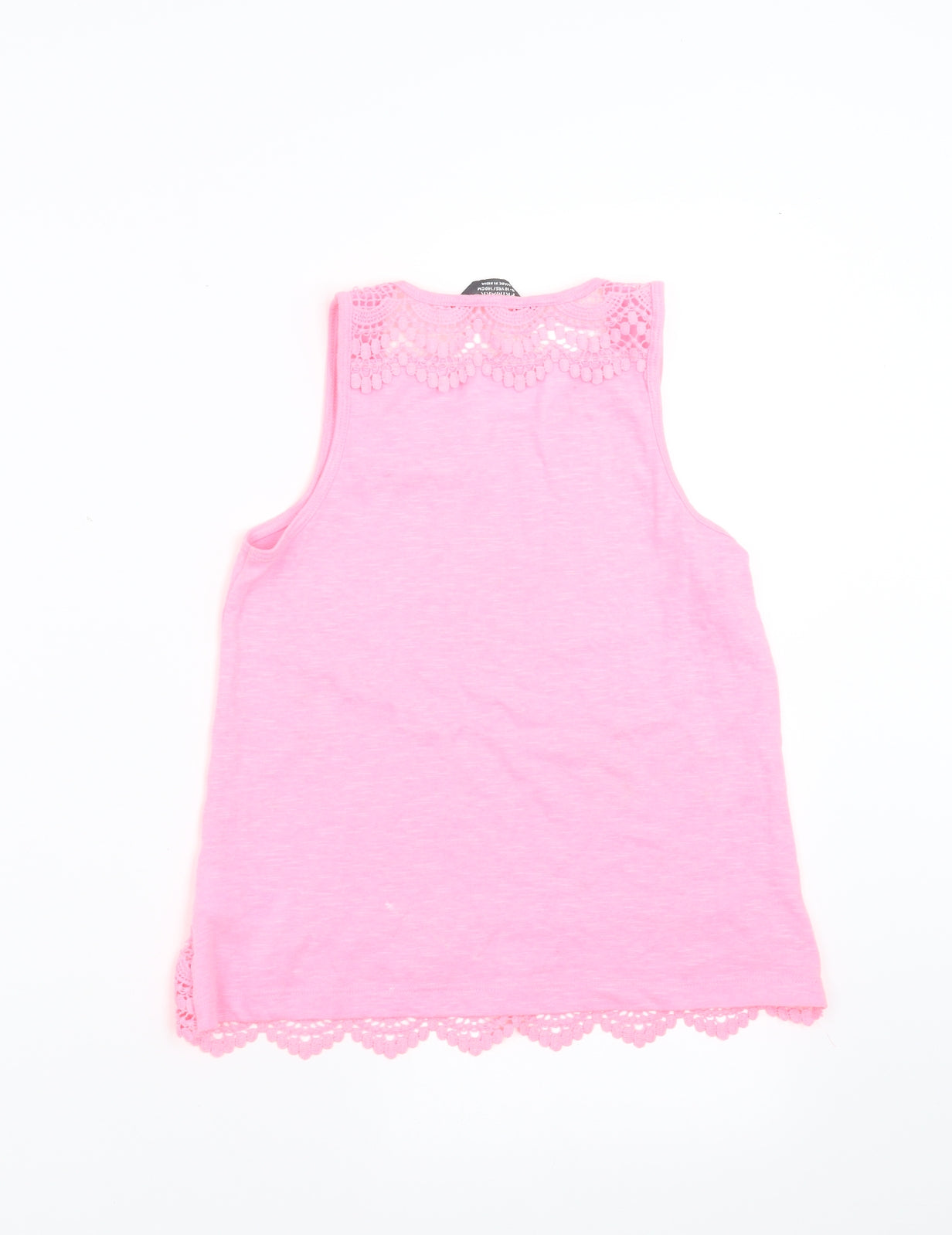 Primark Girls Pink   Basic Tank Size 9-10 Years  - lace hem