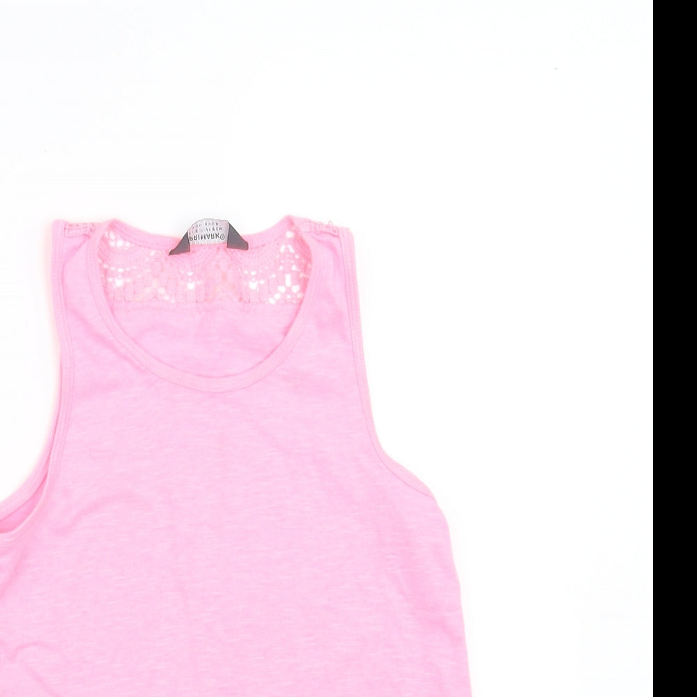 Primark Girls Pink   Basic Tank Size 9-10 Years  - lace hem