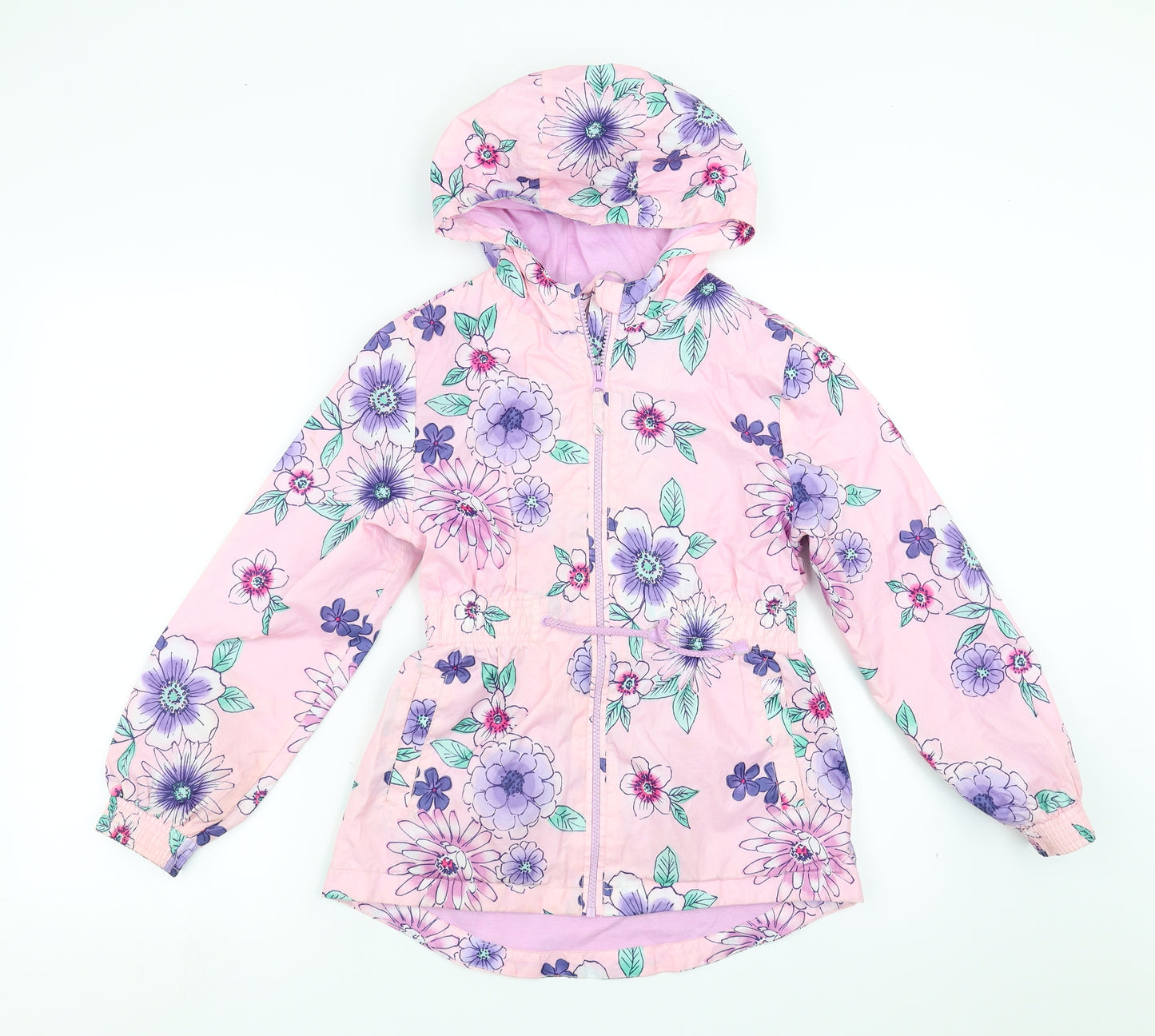 George Girls Pink Floral  Rain Coat Jacket Size 9-10 Years