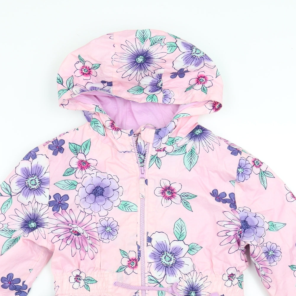 George Girls Pink Floral  Rain Coat Jacket Size 9-10 Years