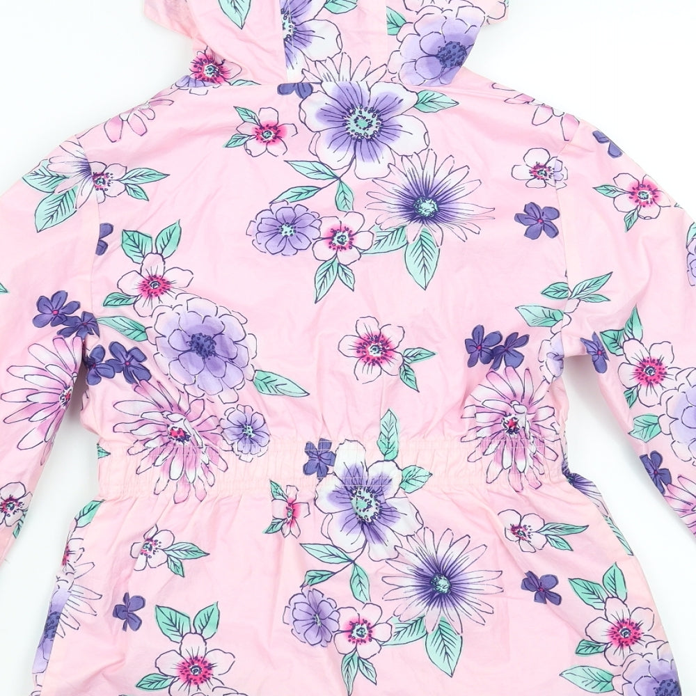 George Girls Pink Floral  Rain Coat Jacket Size 9-10 Years