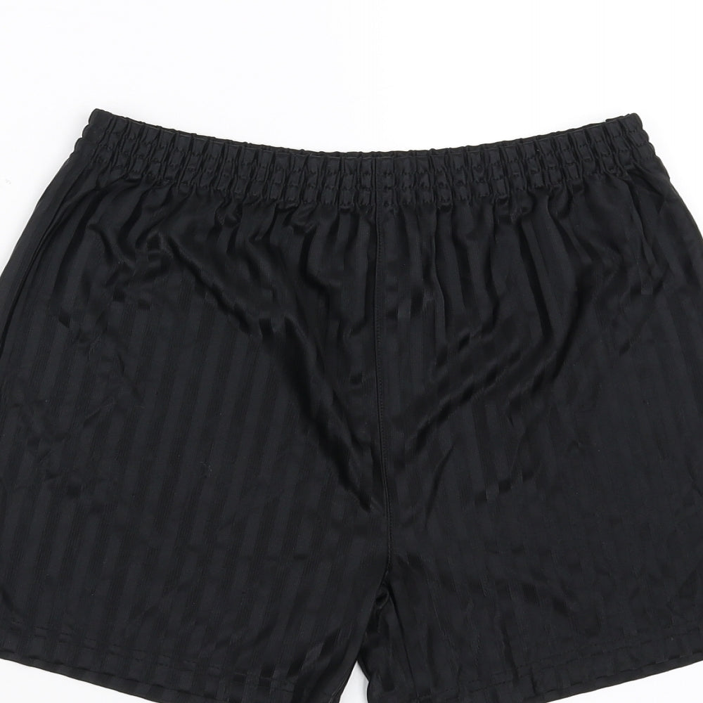 Preworn Boys Black Striped  Sweat Shorts Size 10-11 Years - football shorts